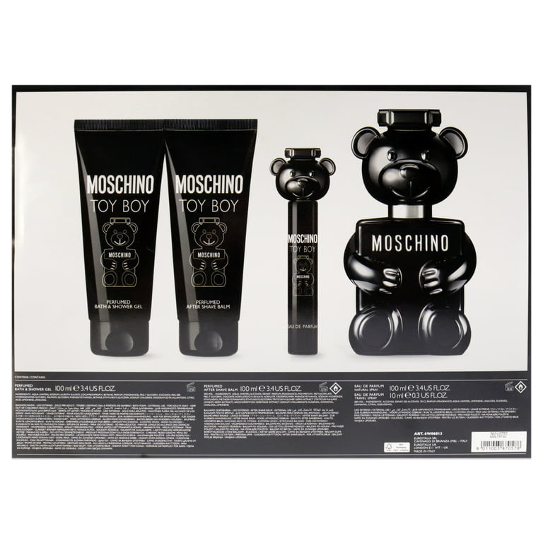 Moschino Toy Boy Eau de Parfum (100ml), Bath &amp; Shower Gel (100ml), After Shave Balm (100ml), Moschino Toy Boy Eau de Parfum (10ml)